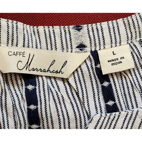 Caffe Marrahesh Women's Embroidered Blouse V-neck Short Sleeve Pullover Large - Picture 7 of 13